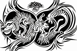 lion and dragon on top of each other yin and yang tattoo idea