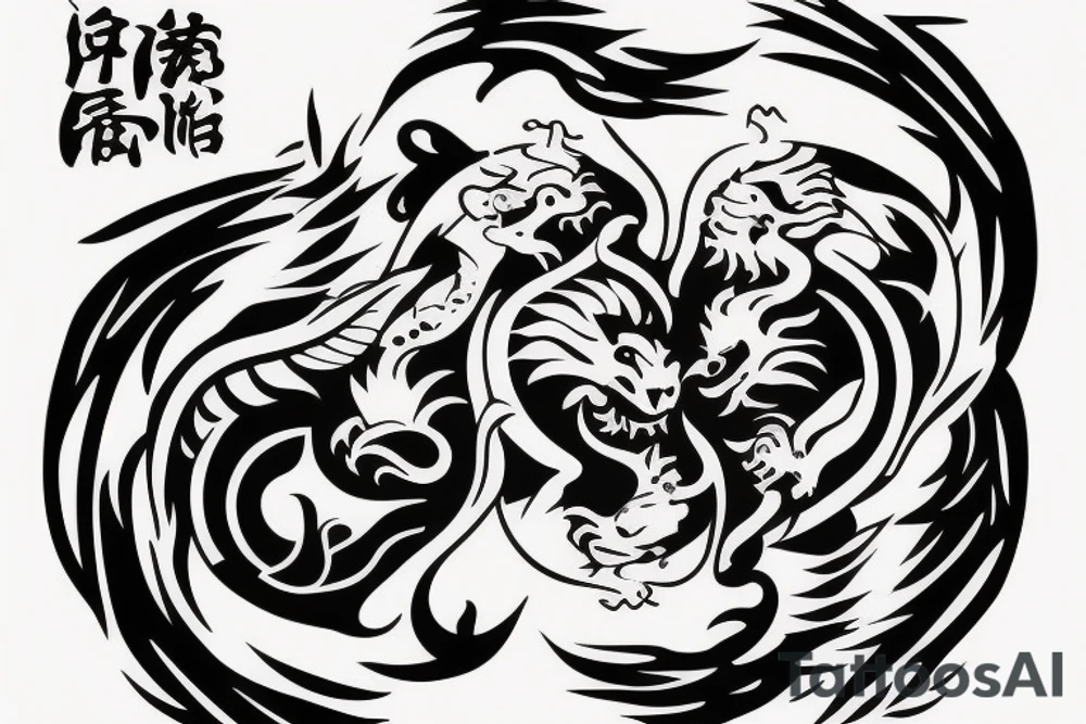 lion and dragon on top of each other yin and yang tattoo idea