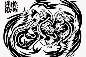 lion and dragon on top of each other yin and yang tattoo idea