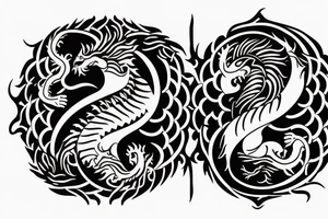 lion and dragon on top of each other yin and yang tattoo idea