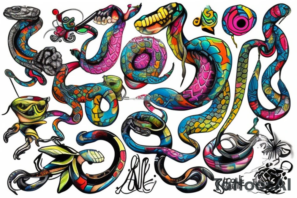snake
colourful
spray paint tattoo idea