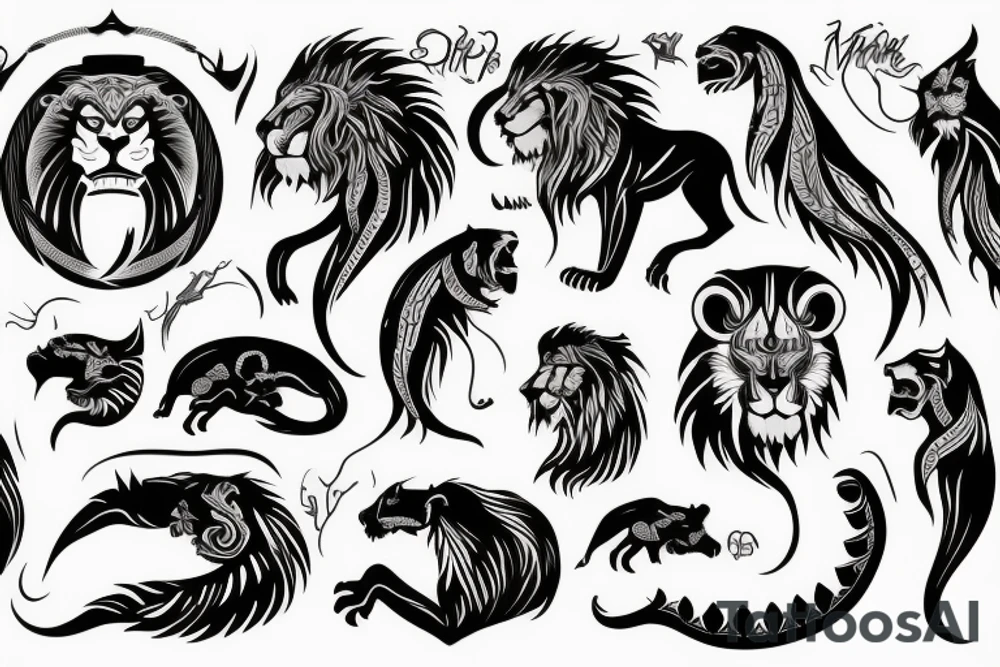 maori lion
long hair
sharp teeth tattoo idea