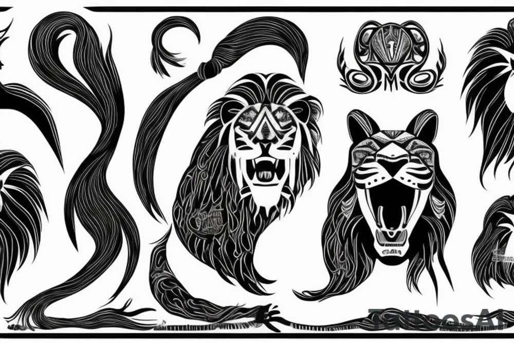 maori lion
long hair
sharp teeth tattoo idea