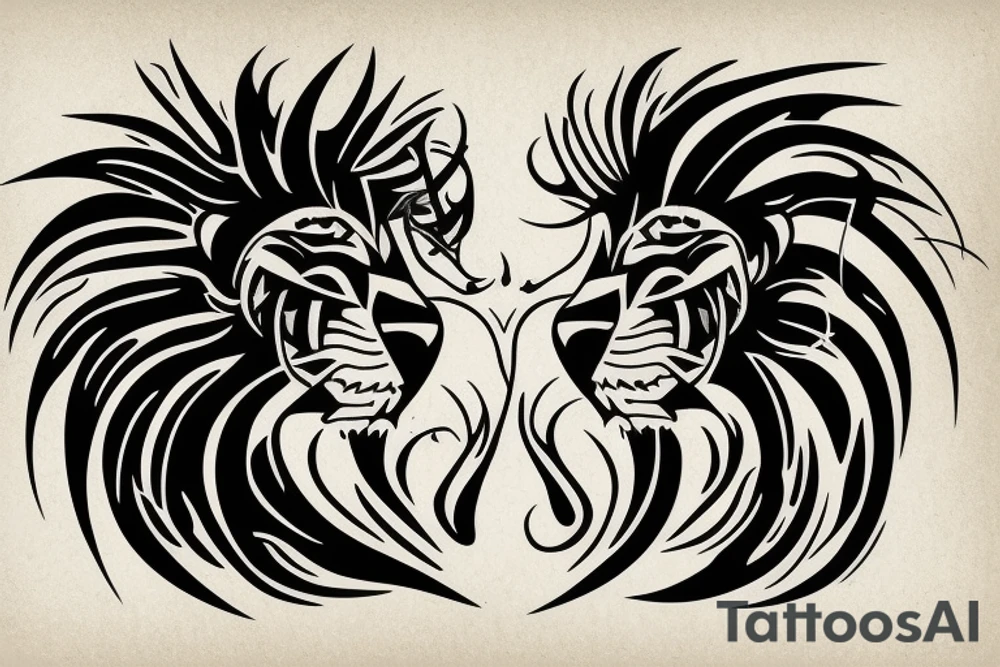 maori lion
long hair
sharp teeth tattoo idea