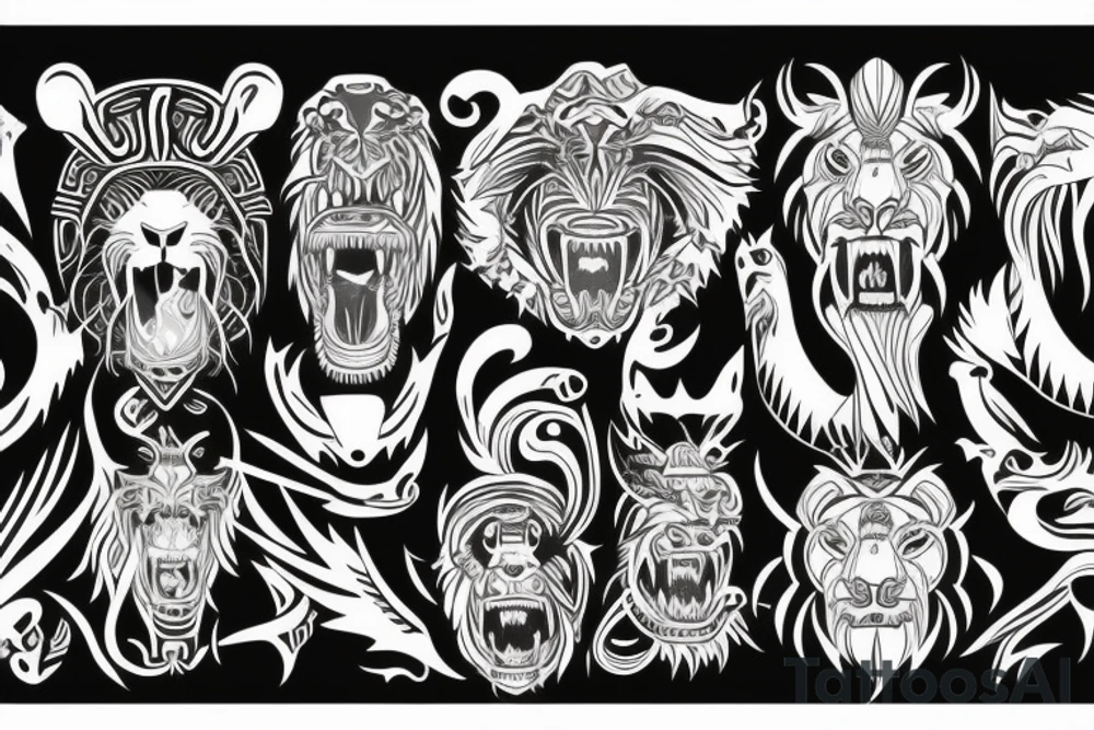 maori lion
long hair
sharp teeth tattoo idea