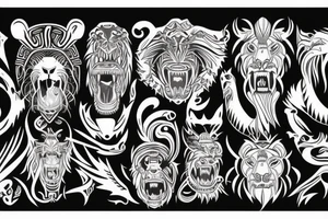 maori lion
long hair
sharp teeth tattoo idea