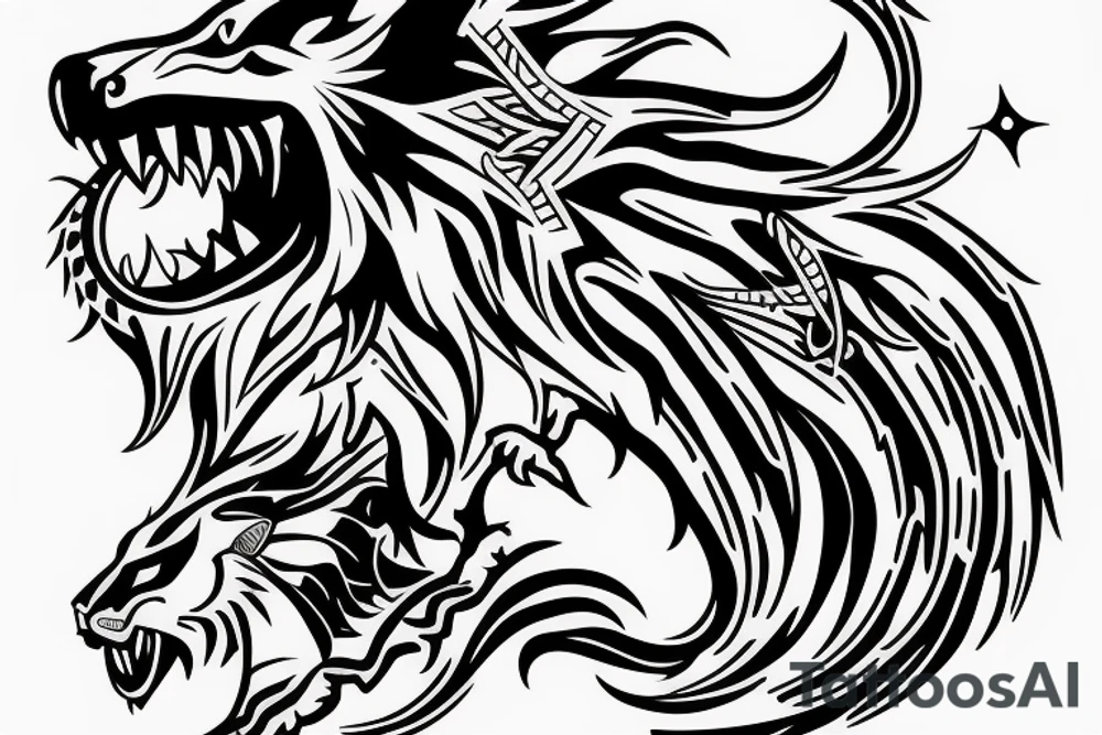 maori lion and dragon

long hair
sharp teeth tattoo idea