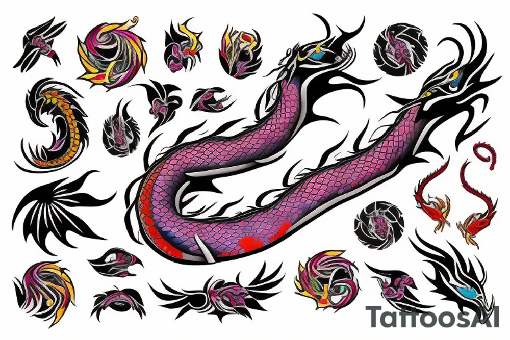 Dragon
forearm
separated by centre line
colourful tattoo idea Dragon
forearm
separated by centre line
colourful tattoo idea