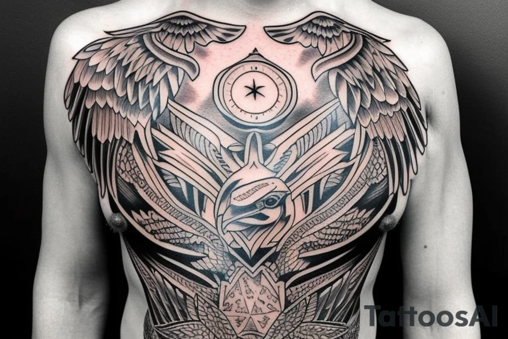 eagle on man chest tattoo idea