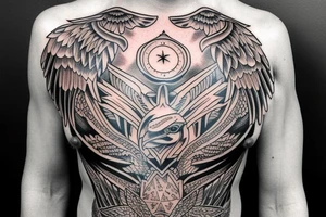 eagle on man chest tattoo idea