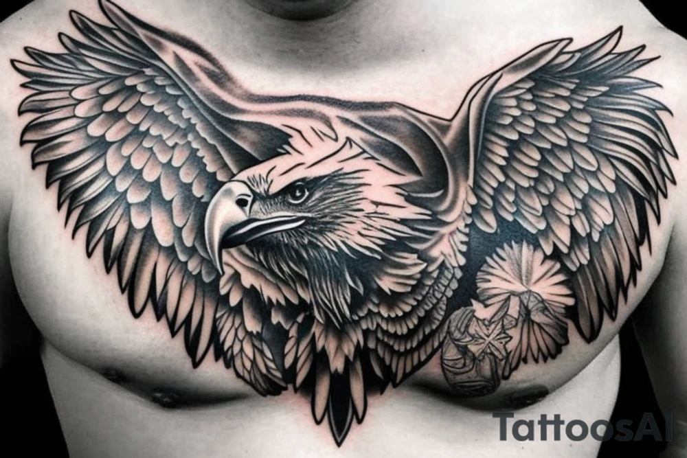 eagle on man chest tattoo idea