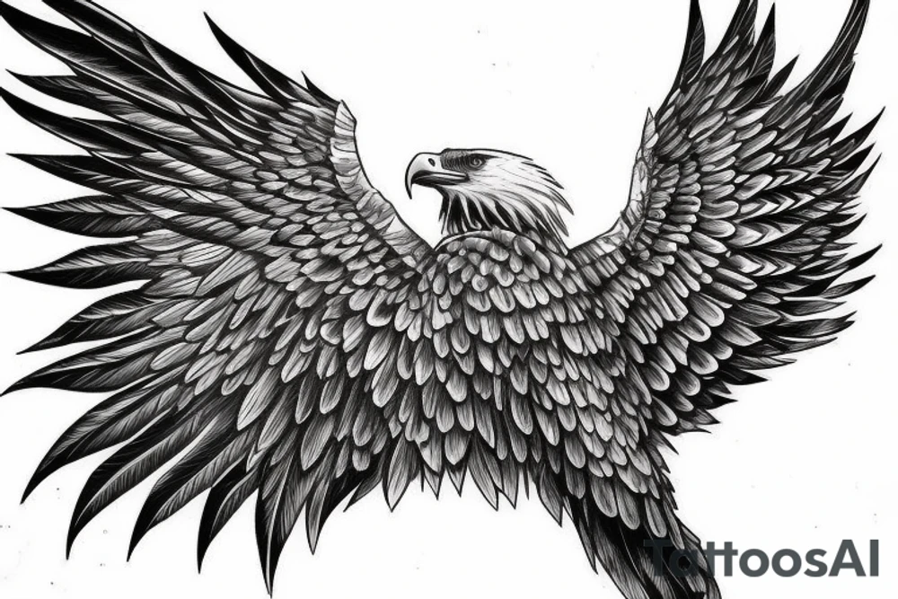 eagle wings on man chest tattoo idea