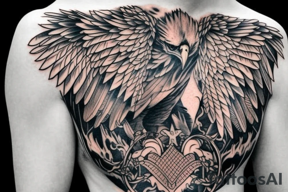eagle on man chest tattoo idea