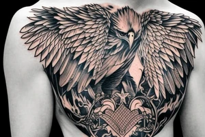eagle on man chest tattoo idea