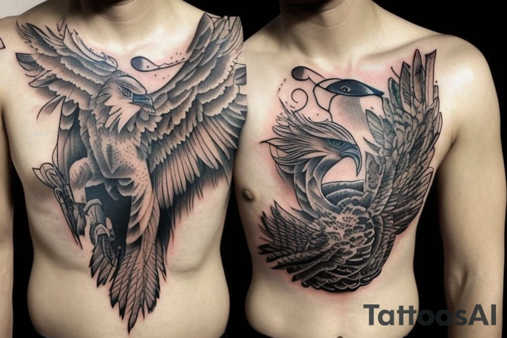 eagle on man chest tattoo idea