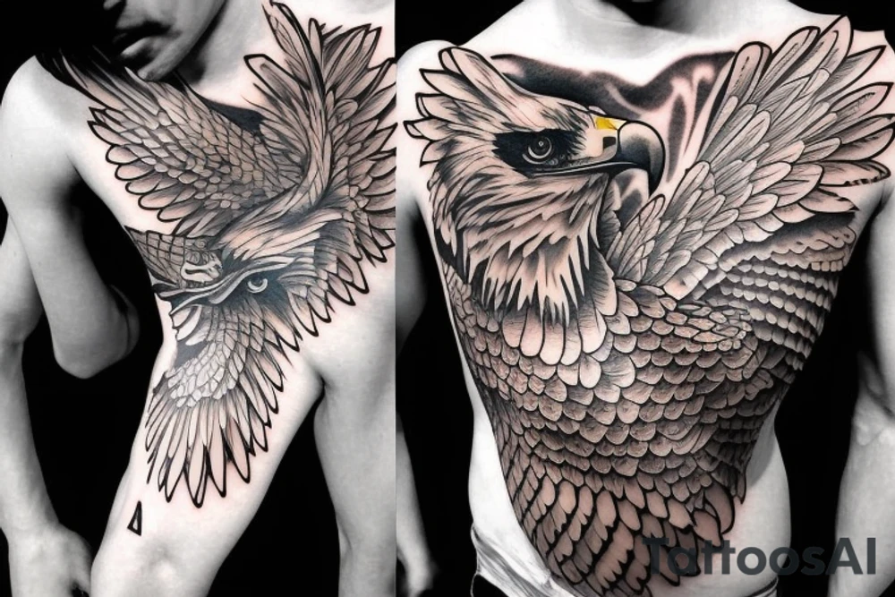 eagle on man chest tattoo idea