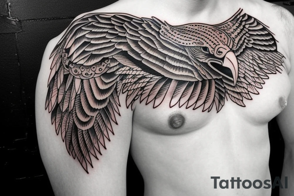 eagle on man chest tattoo idea