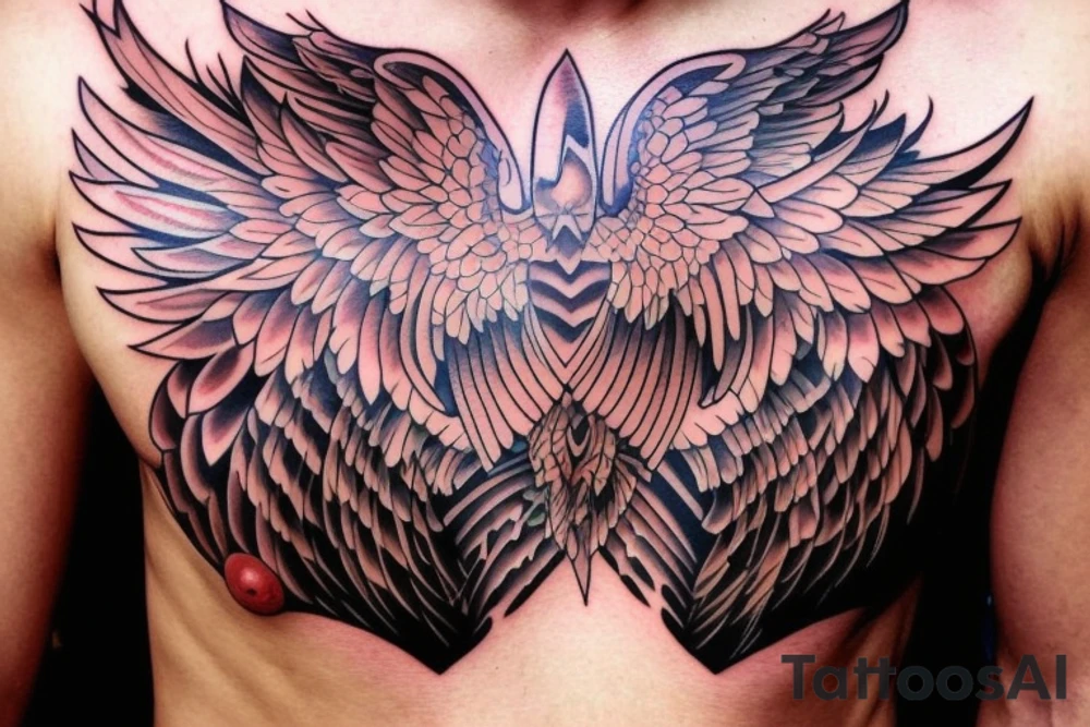 phoenix  on man chest tattoo idea