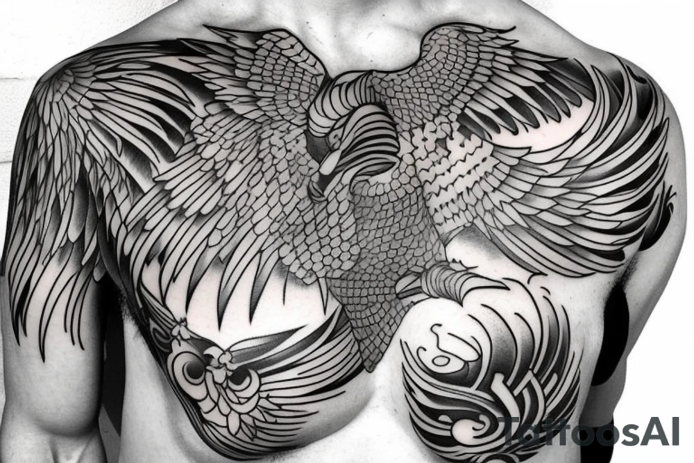 phoenix  on man chest tattoo idea