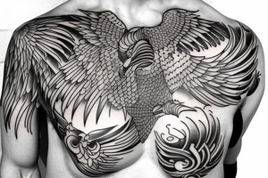 phoenix  on man chest tattoo idea
