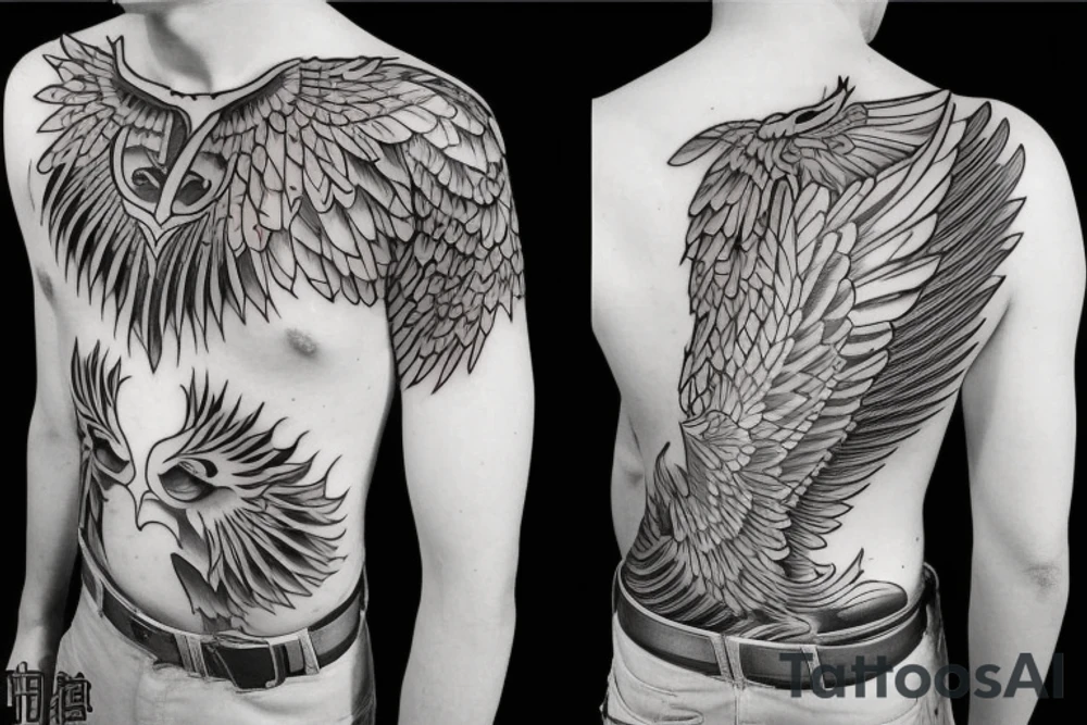 phoenix  on man chest tattoo idea