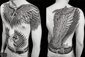 phoenix  on man chest tattoo idea