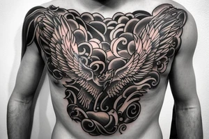 phoenix on man chest tattoo idea