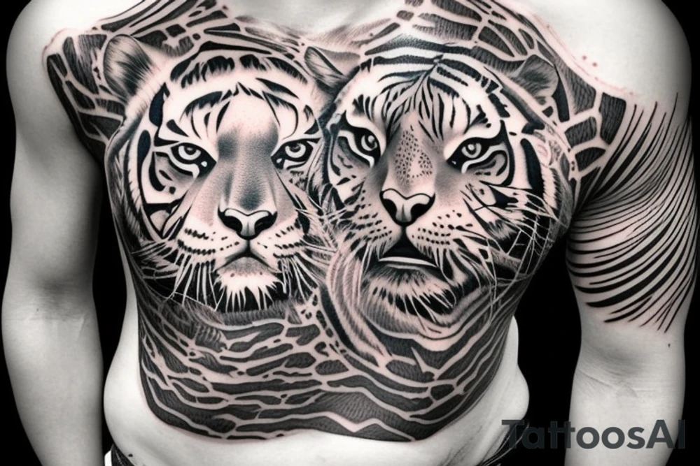 tiger 
on man chest tattoo idea
