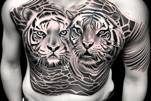 tiger 
on man chest tattoo idea