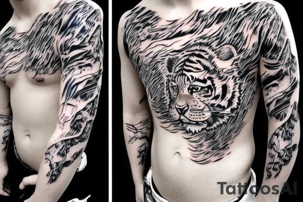 tiger 
on man chest tattoo idea