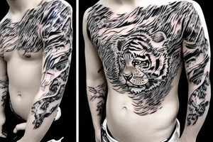 tiger 
on man chest tattoo idea