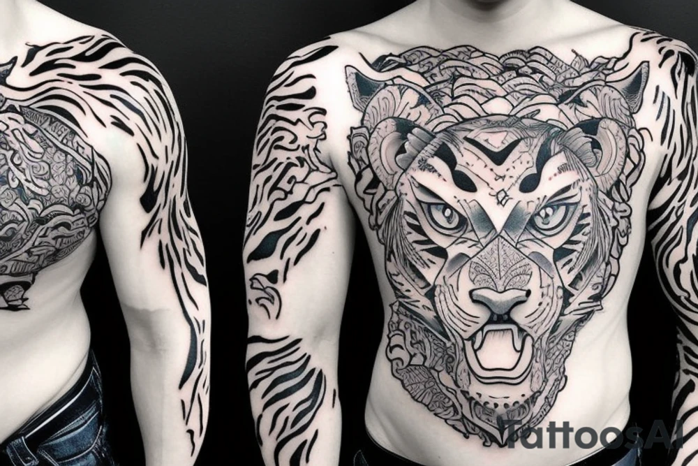 tiger 
on man chest tattoo idea
