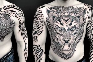 tiger 
on man chest tattoo idea