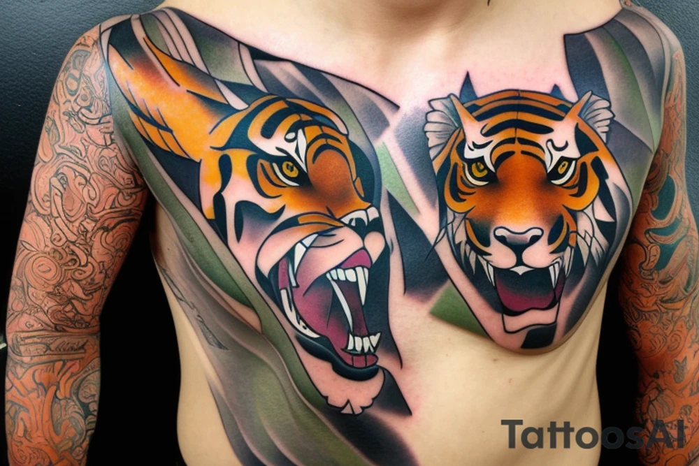 tiger 
on man chest tattoo idea