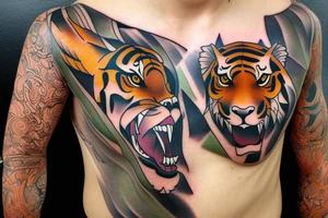 tiger 
on man chest tattoo idea