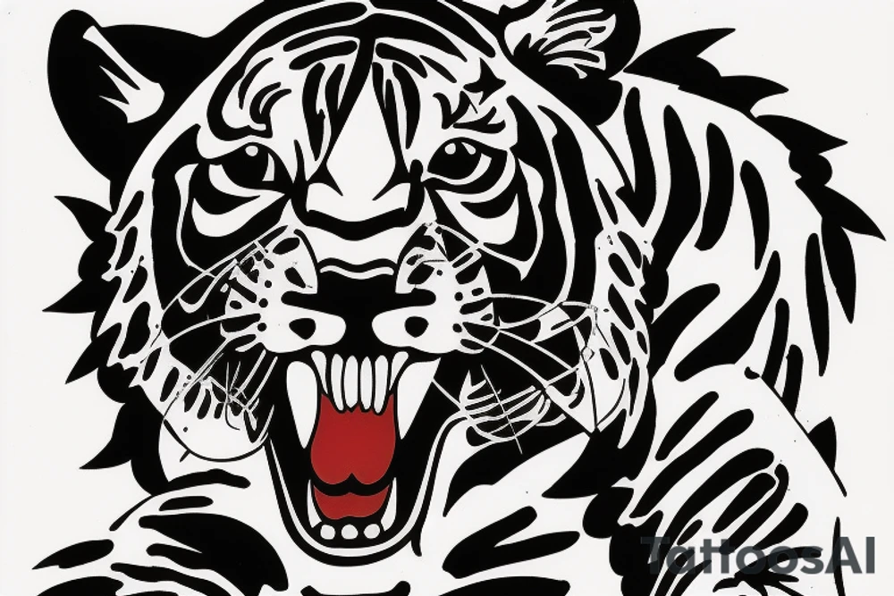tiger on male chest tattoo idea