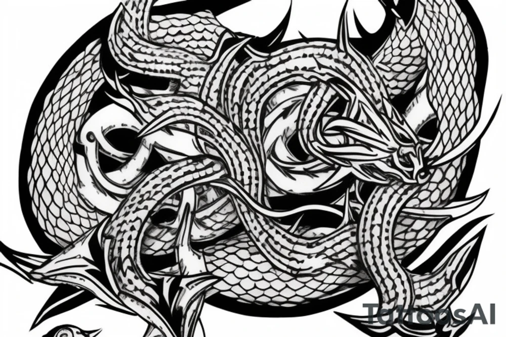 hydra on male chest tattoo idea