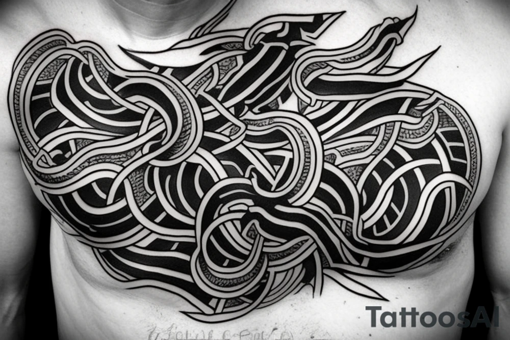 hydra on male chest tattoo idea