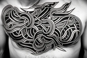 hydra on male chest tattoo idea
