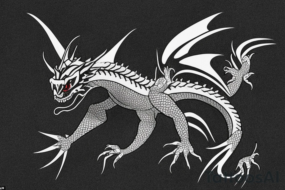 Placement: Shoulder sleeve
The dragon is a Japanese-style dragon tattoo with black scales, silver accents, sharp claws, long silky hair and expressive eyes. Its head perches on your shoulder, and its body wraps around your arm in a spiral. The dragon's mouth is open as if it's roaring, and its tongue curls around your bicep.
The landscape: Snowy mountains in the distance, scattered pine trees, and a blue sky. The tallest peak is in the centre of the design, and the snow is piled high on the ground.
The details: Highly detailed scales with intricate patterns and shading, sharp claws, expressive eyes, and snowflakes with a crystalline appearance.
The colours: Dark green scales with gold accents, pale blue-grey mountains, various shades of green for trees, and pure white snow.
The movement The dragon's body curves around your arm in a spiral, with its head and tail meeting at your shoulder. Its wings are outstretched, causing snow on the ground to spray up dramatically. tattoo idea