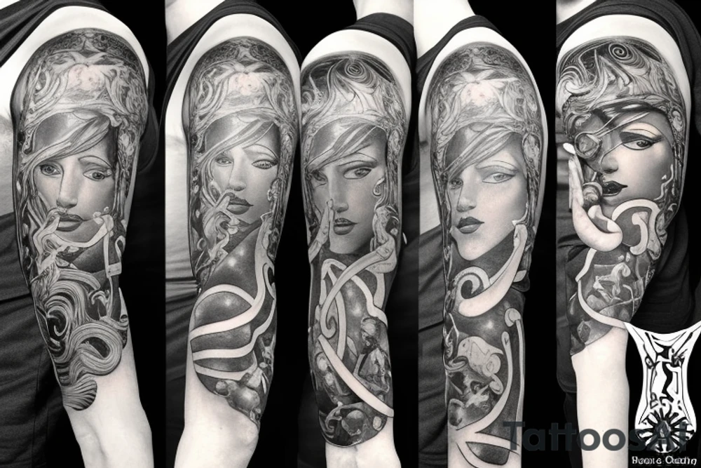 Venus and Mercury taking center stage under black moon tattoo idea