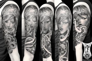 Venus and Mercury taking center stage under black moon tattoo idea