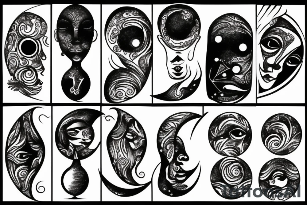 Venus and Mercury taking center stage under black moon tattoo idea