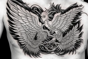 harpie on male chest tattoo idea