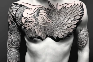 harpye on male chest tattoo idea