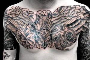 harpye on male chest tattoo idea