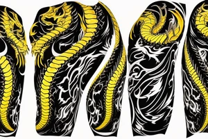 Shoulder sleeve
dragon tattoo with black scales, yellow highlights on scales, long sharp claws, silky hair and intense eyes. dragon made into a rockface

silky hair
trippy
abstract negative spaces tattoo idea