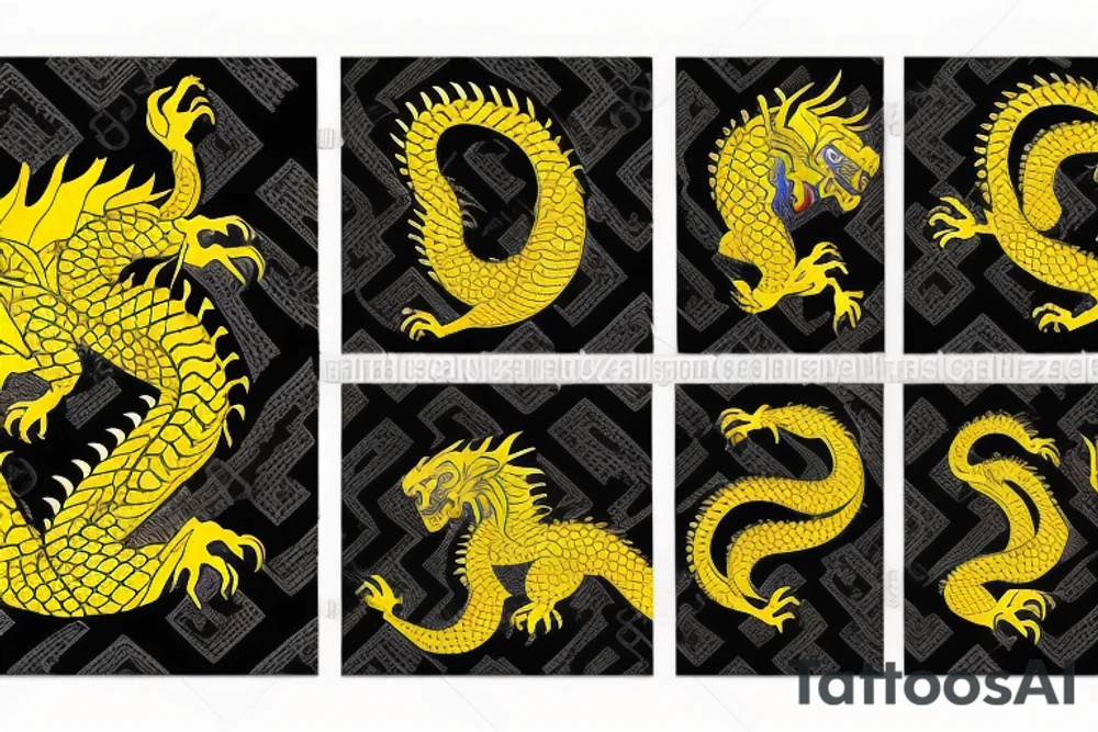 Shoulder sleeve tattoo
dragon with black scales, yellow small highlights on scales, long sharp claws, silky hair and intense eyes. dragon has lions hair

silky hair
trippy
abstract negative spaces
scratch marks tattoo idea