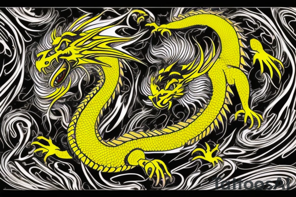 Shoulder sleeve tattoo
dragon with black scales, yellow small highlights on scales, long sharp claws, silky hair and intense eyes. dragon has lions hair

silky hair
trippy
abstract negative spaces
scratch marks tattoo idea