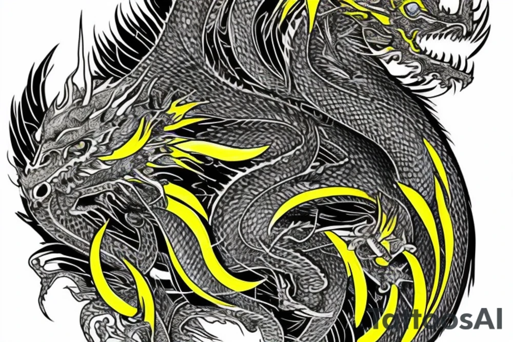 Shoulder sleeve tattoo
dragon with black scales, yellow small highlights on scales, long sharp claws, silky hair and intense eyes. dragon has lions hair

silky hair
trippy
abstract negative spaces
scratch marks tattoo idea
